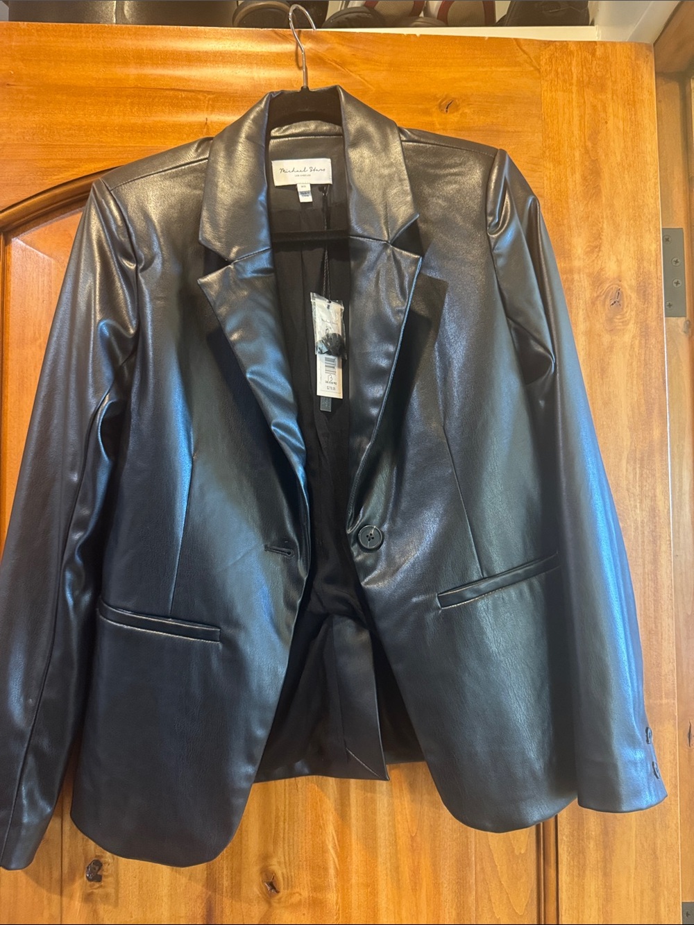 Michael Stars Black Faux Leather Blazer Jacket